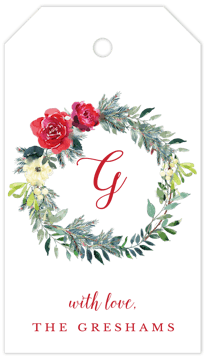Wreath With Roses Hanging Gift Tag