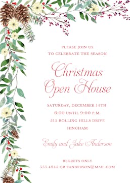 Woodland Flora Christmas office party invitations