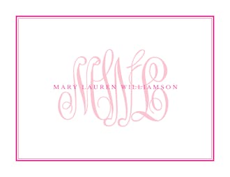 Tailored Monogram Hot Pink Folded Note