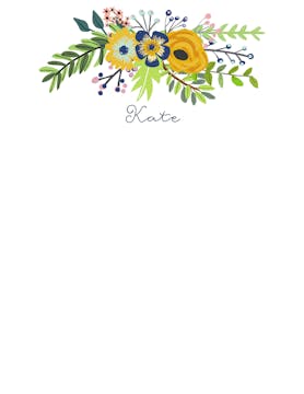 Navy & Gold Bouquet White Flat Note