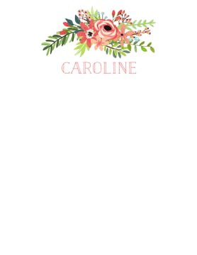 Coral Bouquet White Flat Note