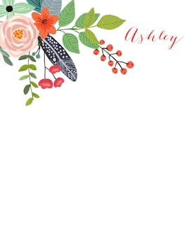 Feather & Flowers White Notepad