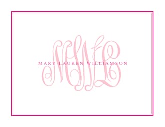 Tailored Monogram Hot Pink Folded Note