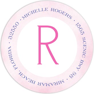 Watercolor Pink Round Address Label