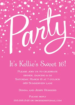 Party Hot Pink Invitation