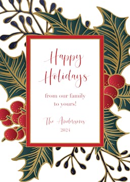 Gilded Holly Foil Pressed Holiday Greeting Card