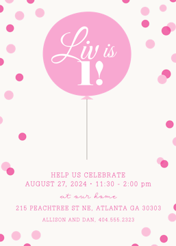 Pink Balloon Confetti Invitation