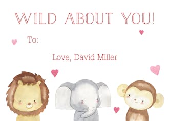 Wild Animals Valentine Sticker