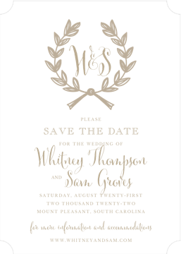 Wedding Wreath Tan Invitation (Designed by Natalie Chang)