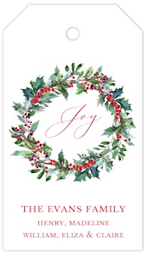 Holly Berry Wreath Hanging Gift Tag