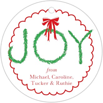 Joy Boxwood Round Hanging Gift Tag