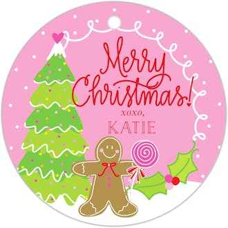 Gingerbread Round Hanging Gift Tag