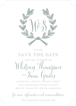 Wedding Wreath Sage Invitation
