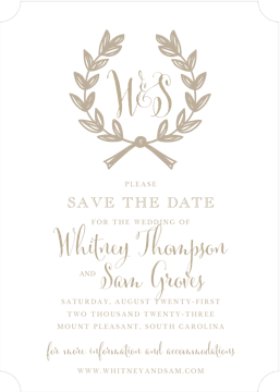 Wedding Wreath Tan Invitation