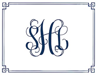 Classic Border White with Navy Folded Note