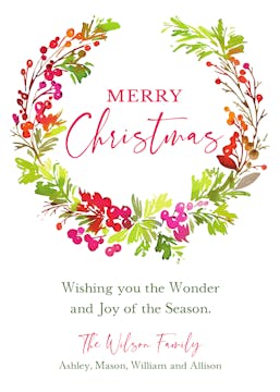Vibrant Wreath Holiday Greeting Card