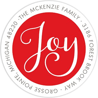 Simply Joy Red Round Address Label
