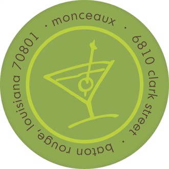 Cocktails Chartreuse on Cilantro Round Address Label