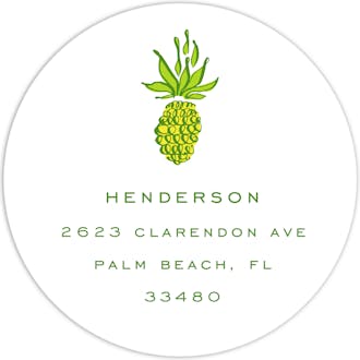 Pineapple Round Address Label
