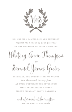 Wedding Wreath Grey Invitation