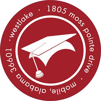 Graduation Crimson Round Address Label
