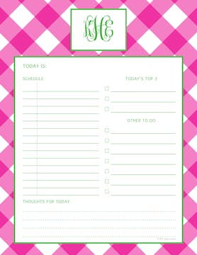 Pink Check Daily Planner Pad