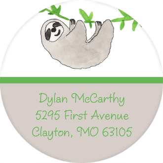 Hanging Around (Sloth) Return Address Sticker