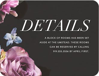 Midnight Floral Direction Card