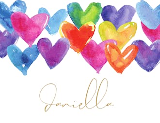 Watercolor Hearts Folded Note
