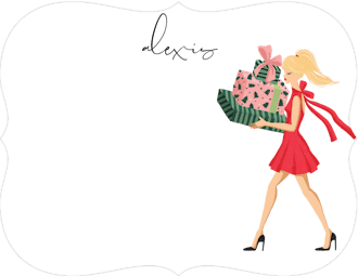 Holiday Girl with Gifts Blonde Flat Note 