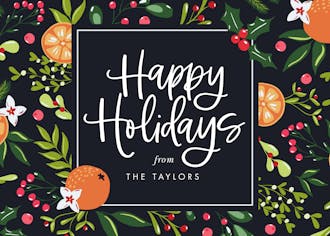 Winter Citrus Folded Holiday Greeting Card 