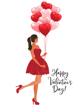 Holiday Girl with Heart Balloons Multicultural Folded Note