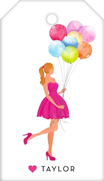 Girl with Balloons Blonde Hanging Gift Tag