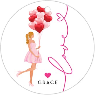 Holiday Girl Love Blonde Round Hanging Gift Tag