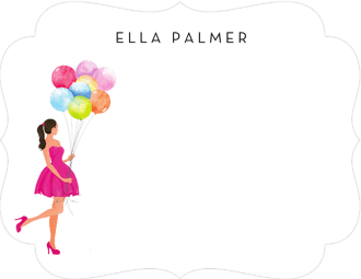 Girl with Balloons Brunette Flat Note
