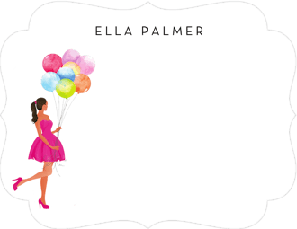 Girl with Balloons Multicultural Flat Note