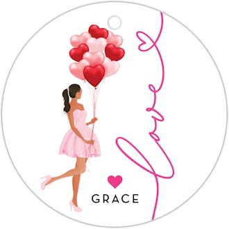 Holiday Girl Love Multicultural Round Hanging Gift Tag 