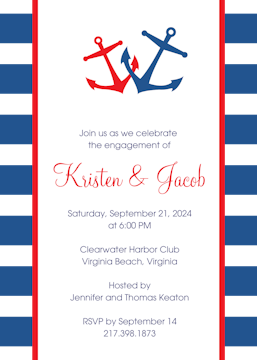 Nautical Blue and Red Invitation 