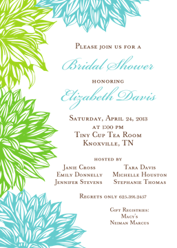Blue and Green Flower Invitation 