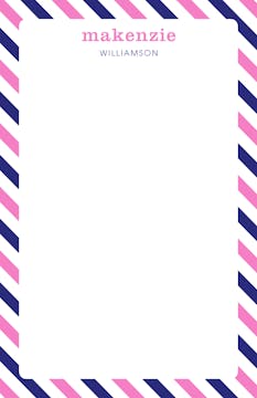 Blue and Pink Diagonal Striped Border Notepad 