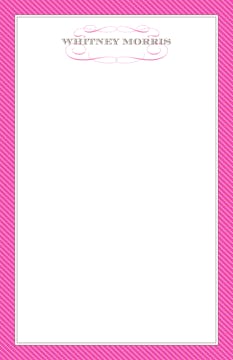 Pink Diagonal Striped Border with Name Fleurish Notepad 