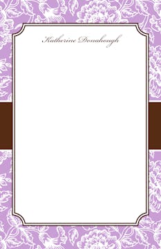 Purple Floral Damask on Brown Notepad 
