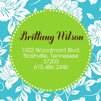 White Floral on Blue and Green Enclosure Card 