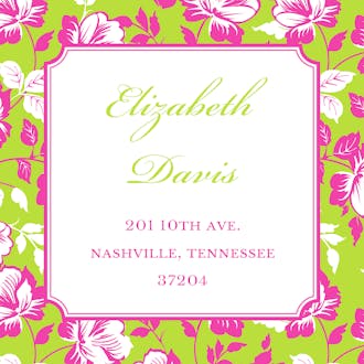 Pink Floral on Green Enclosure Card 