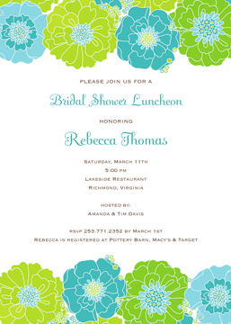 Modern Floral - Blue and Green Invitation 