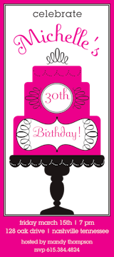 Hot Pink Celebration Cake Invitation 