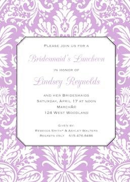 Purple Damask Invitation 