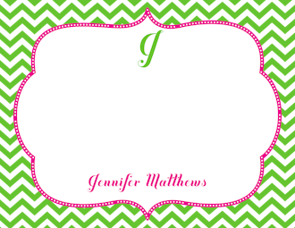 Green Chevron on Hot Pink Flat Note 