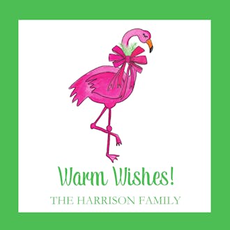 Holly Flamingo Holiday Gift Sticker