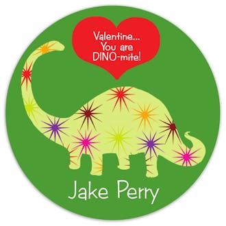 Valentine's Dinosaur Gift Sticker